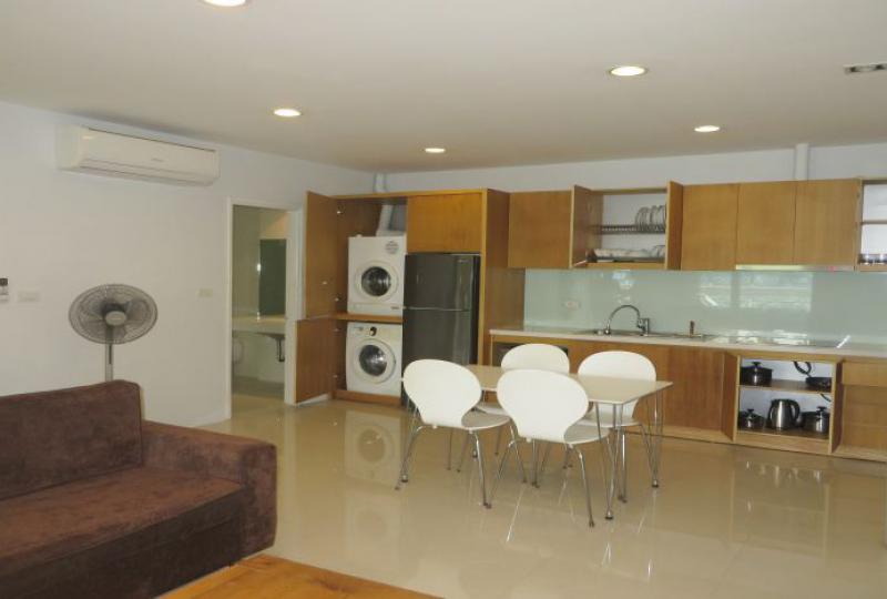 Modern fitted kitchen 1 bedroom apartment rental in Tay Ho, furnished